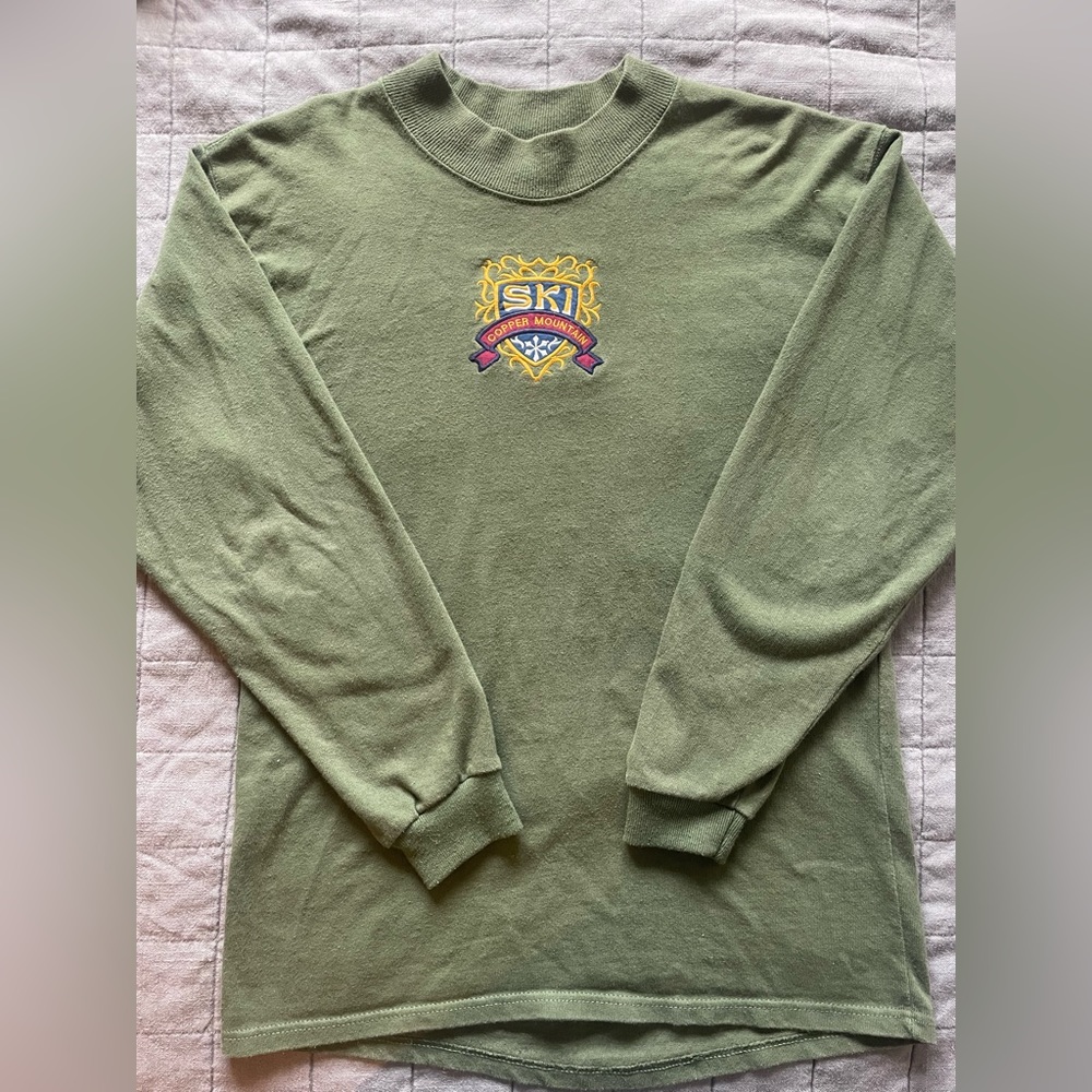 Vintage Green Lee embroidered Crewneck Ski Copper Mountain (M)